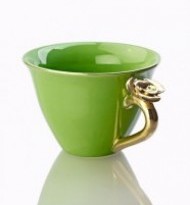 TEACUP WITH ROSE GREEN